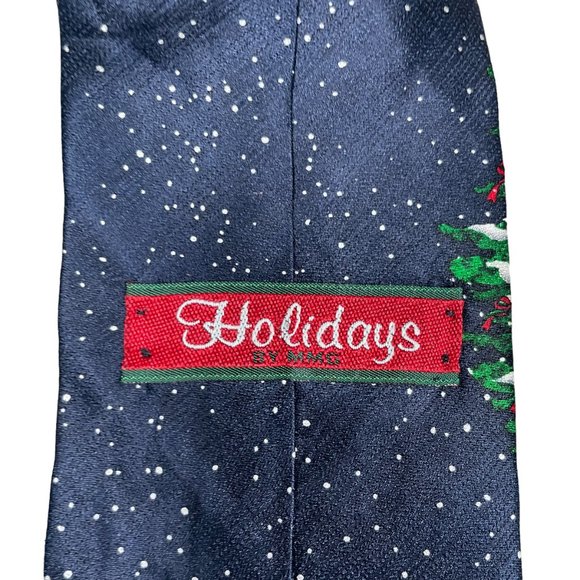 Holidays By MMG Blue Santa Snow Christmas XMAS Classic Silk Necktie - Picture 4 of 7